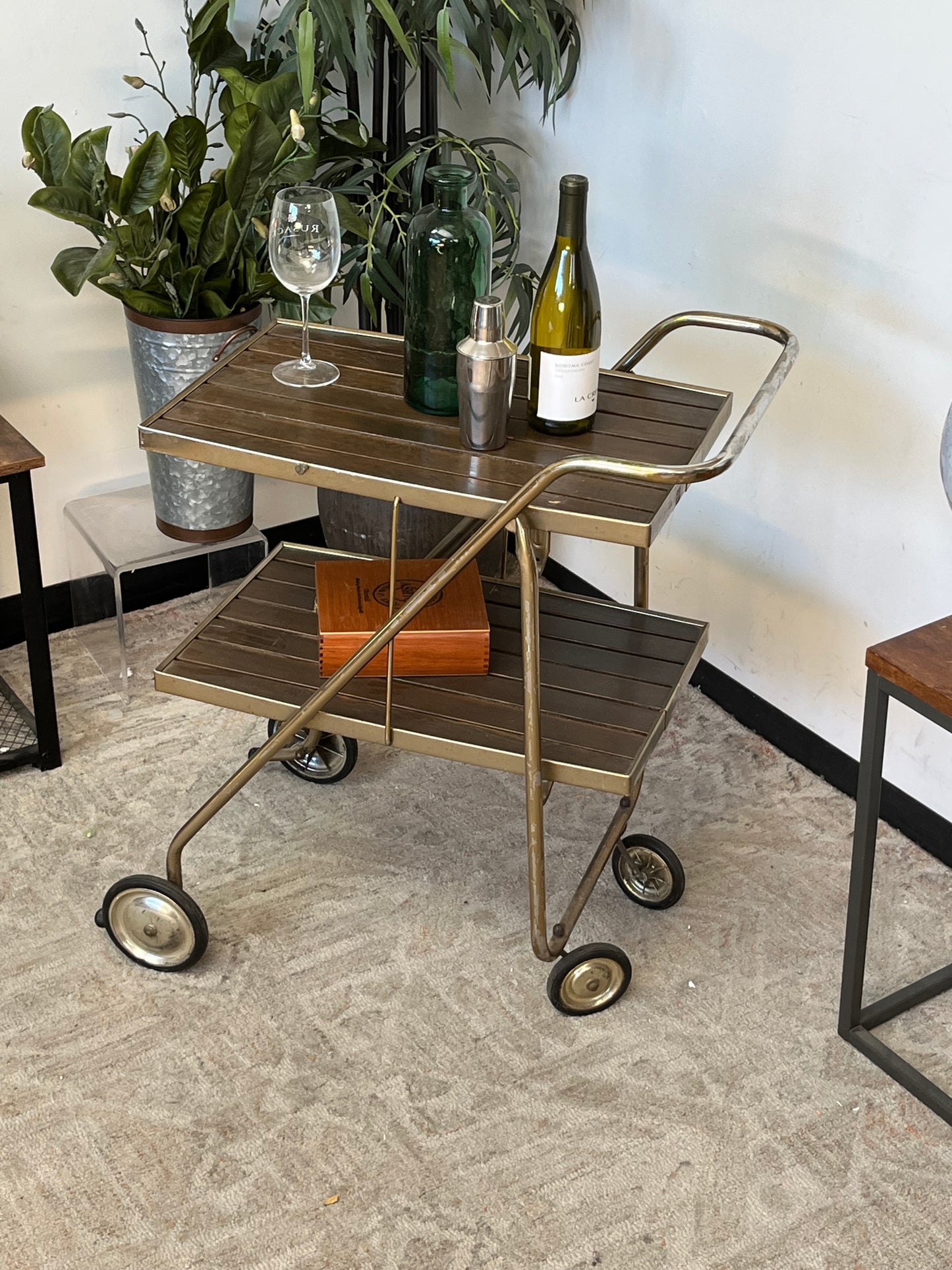 Vintage Metal Bar Cart
