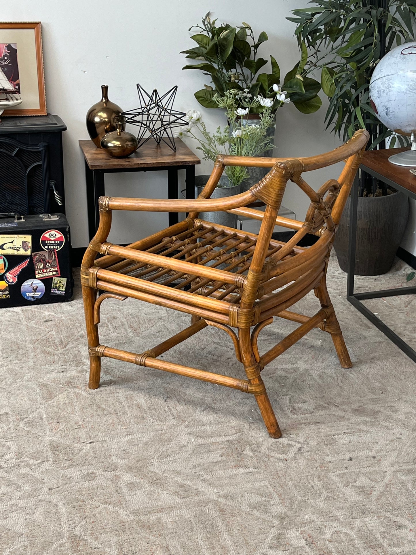 McGuire-Style Rattan Target Back Club Chair