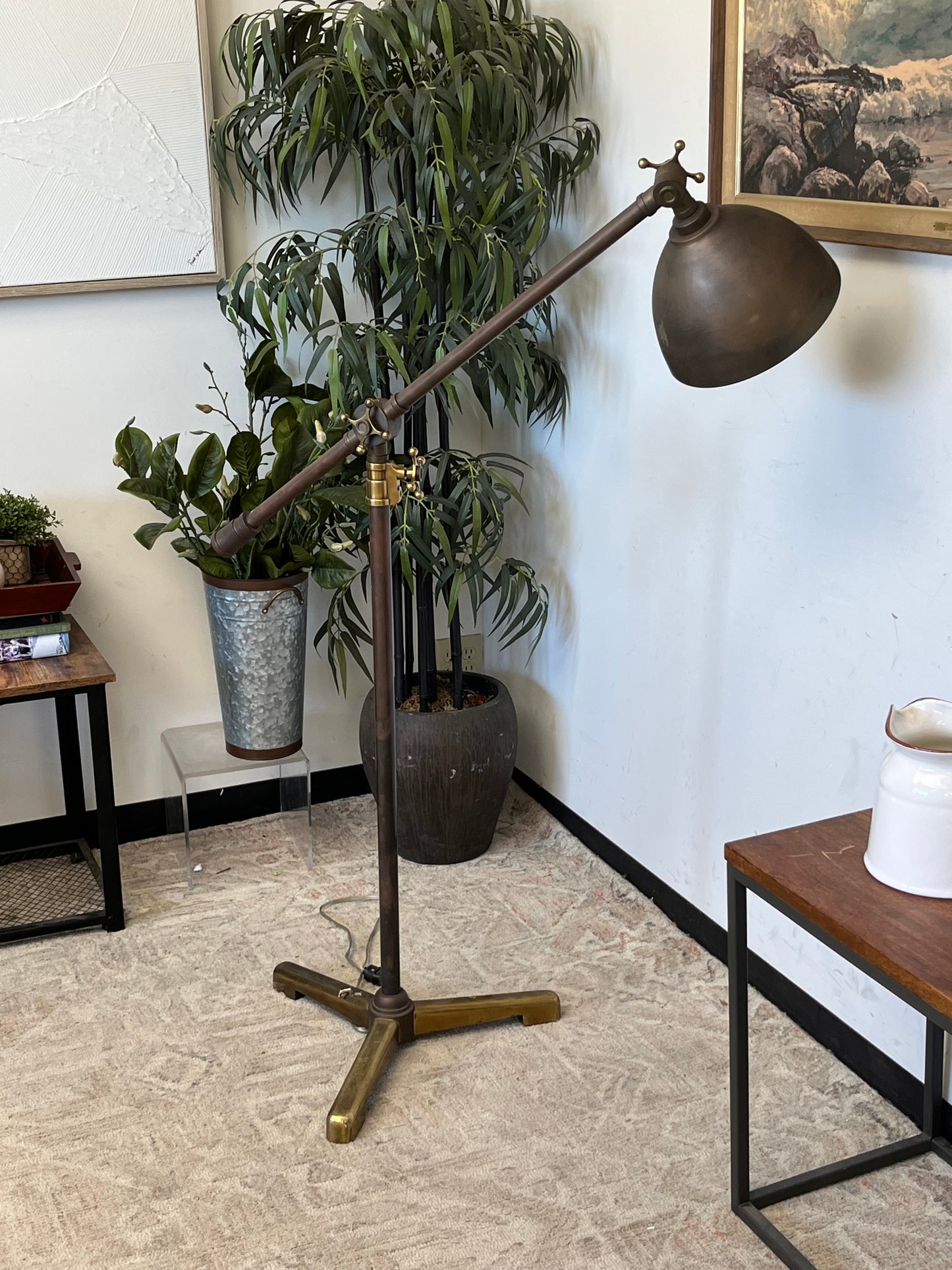 Leviton Mid Century Brass Dome Floor Lamp