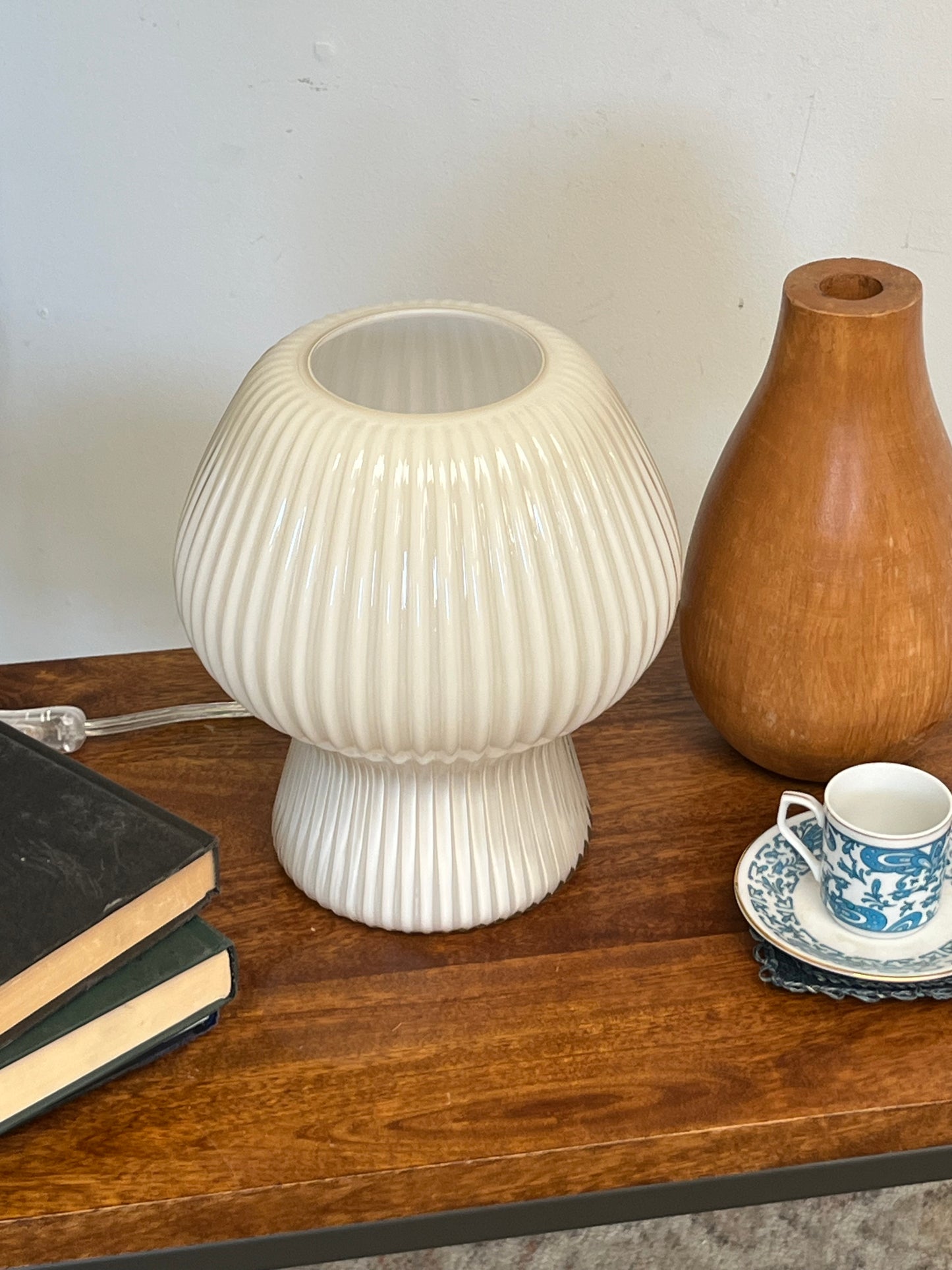 West Elm Ribbed Glass Shell Lamp