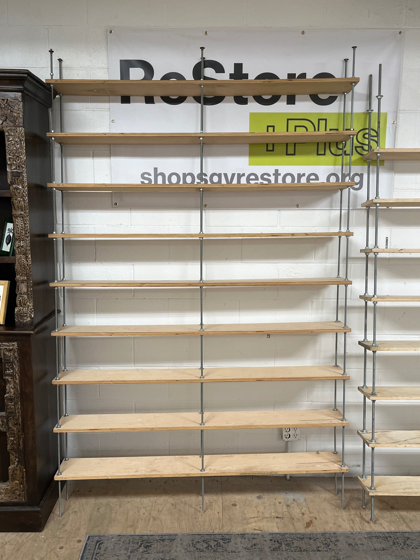 Custom Made 9-Shelf Wooden Bookshelf