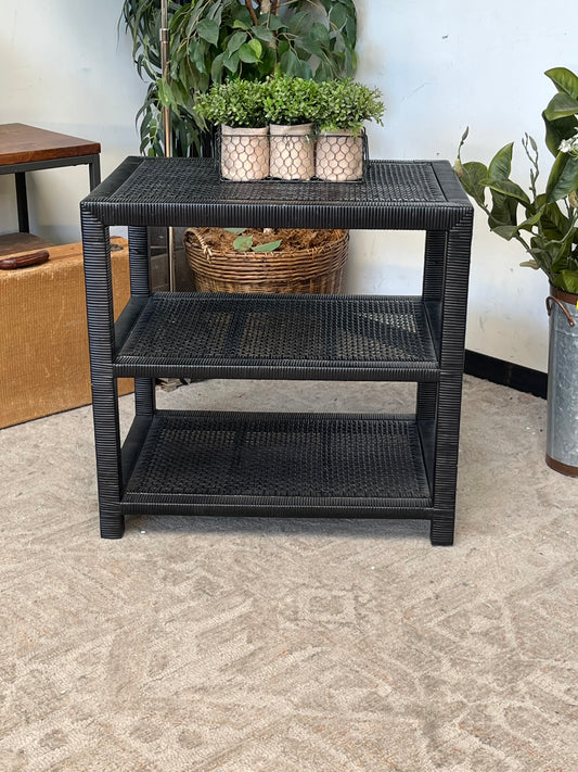 Modern Black Rattan Side Table