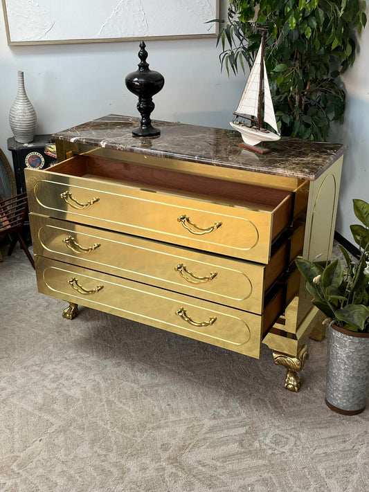 Hollywood Regency Style Brass Plated Dresser