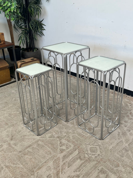 Modern Set Of 3 Metal Side Tables