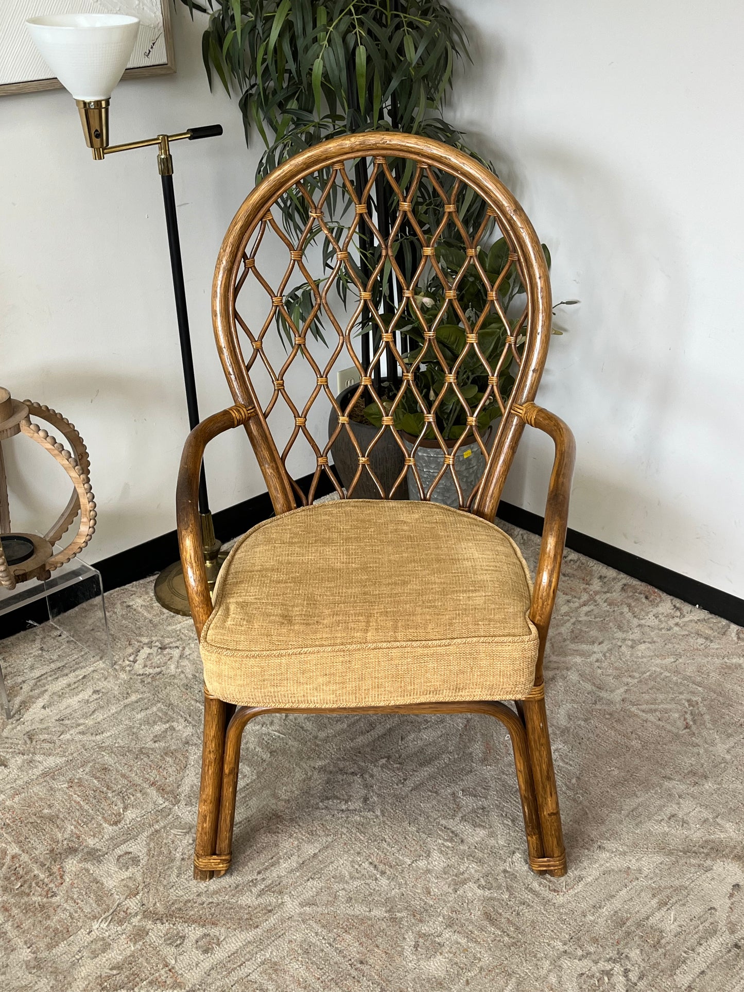 Bohemian Style Rattan Armchair With Cushion