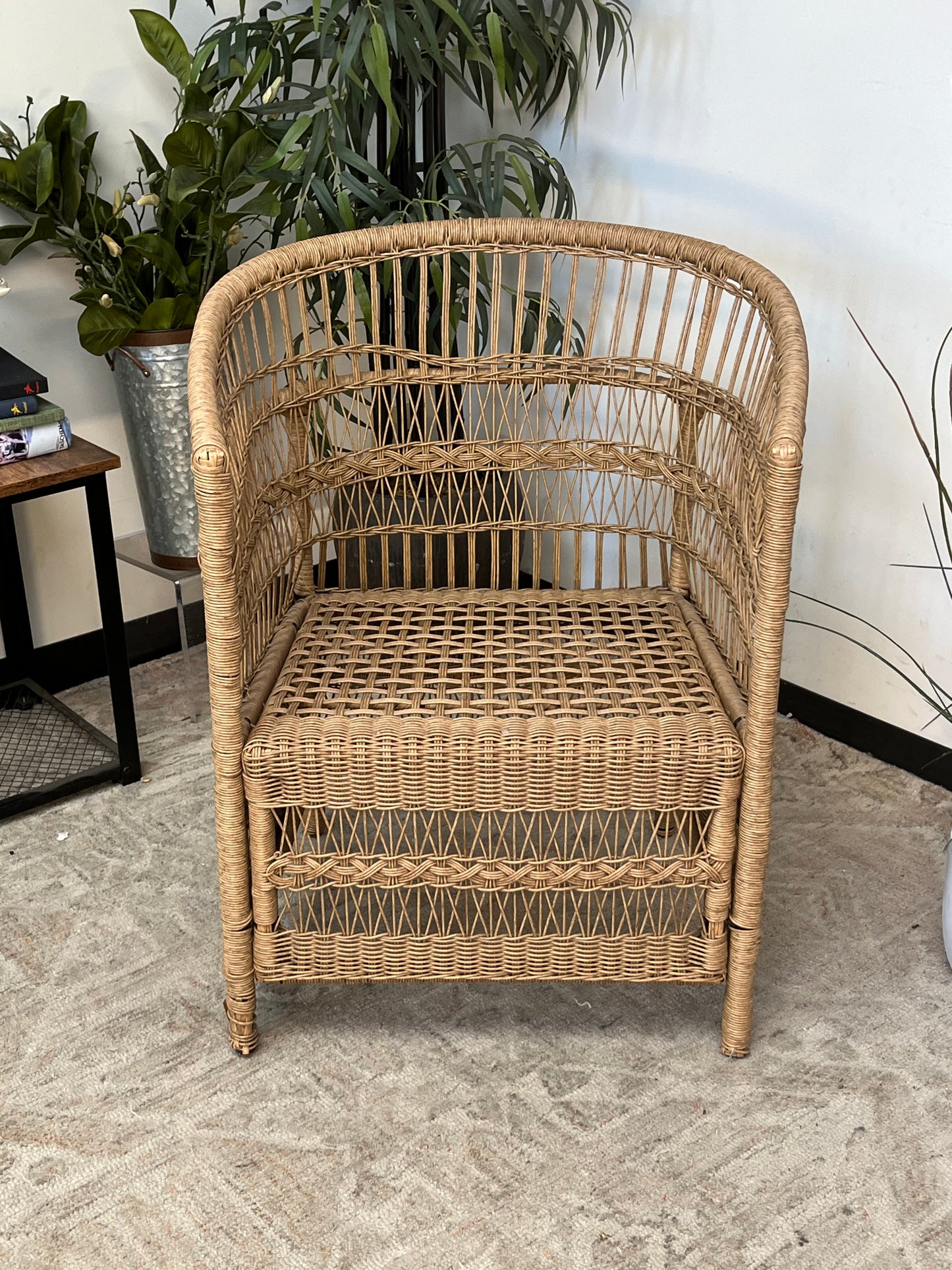 Bohemian Oval Back Poly Rattan Chair Without Cushion
