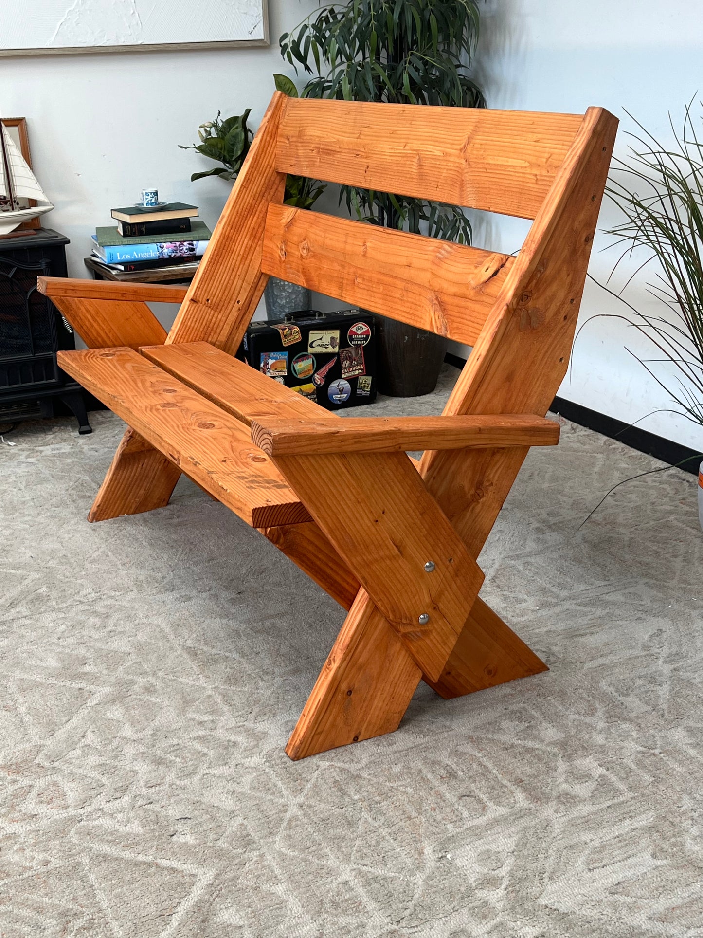 Farmhouse Style Wooden Bench