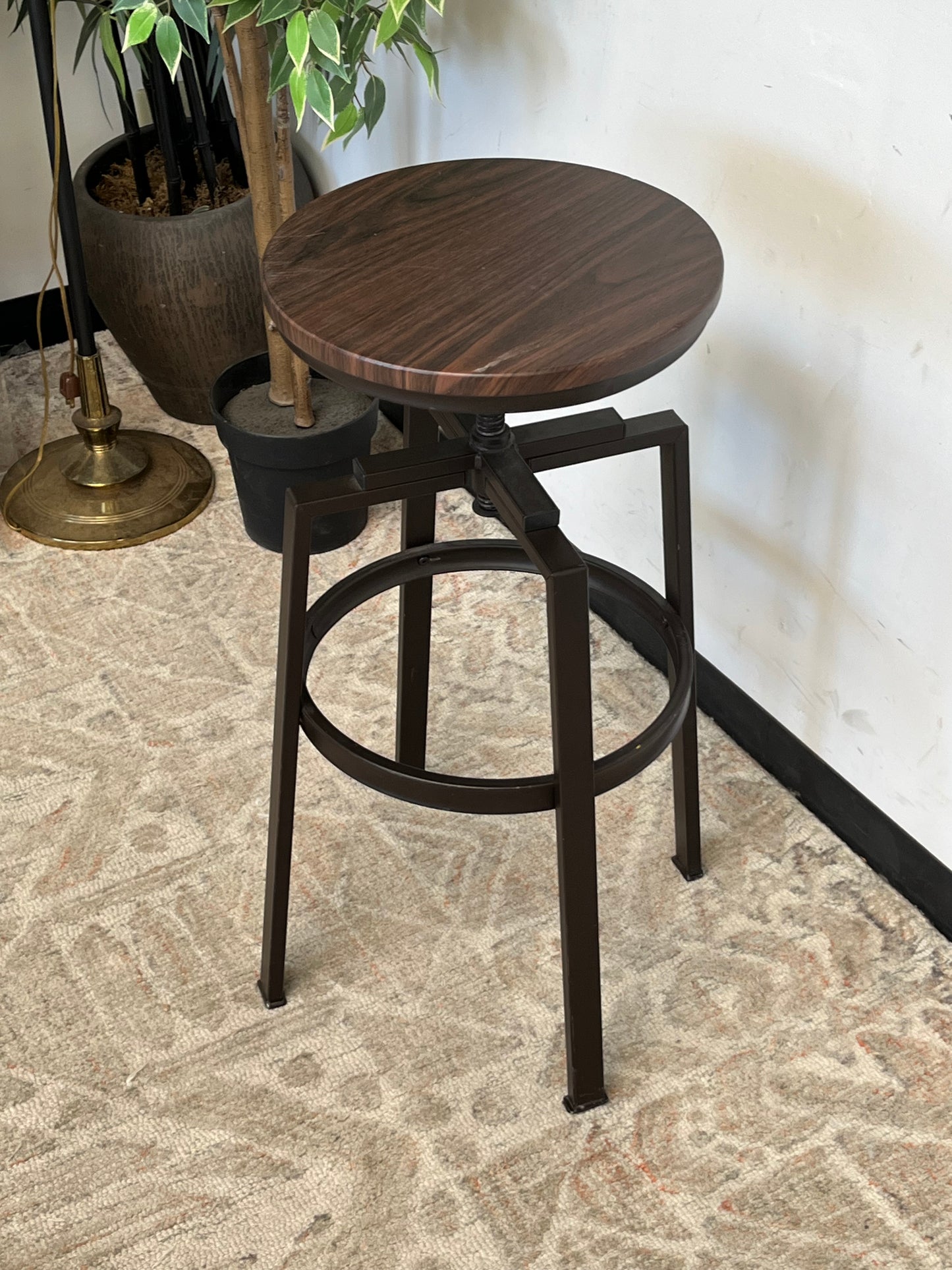 Industrial Style Metal Swivel Stool
