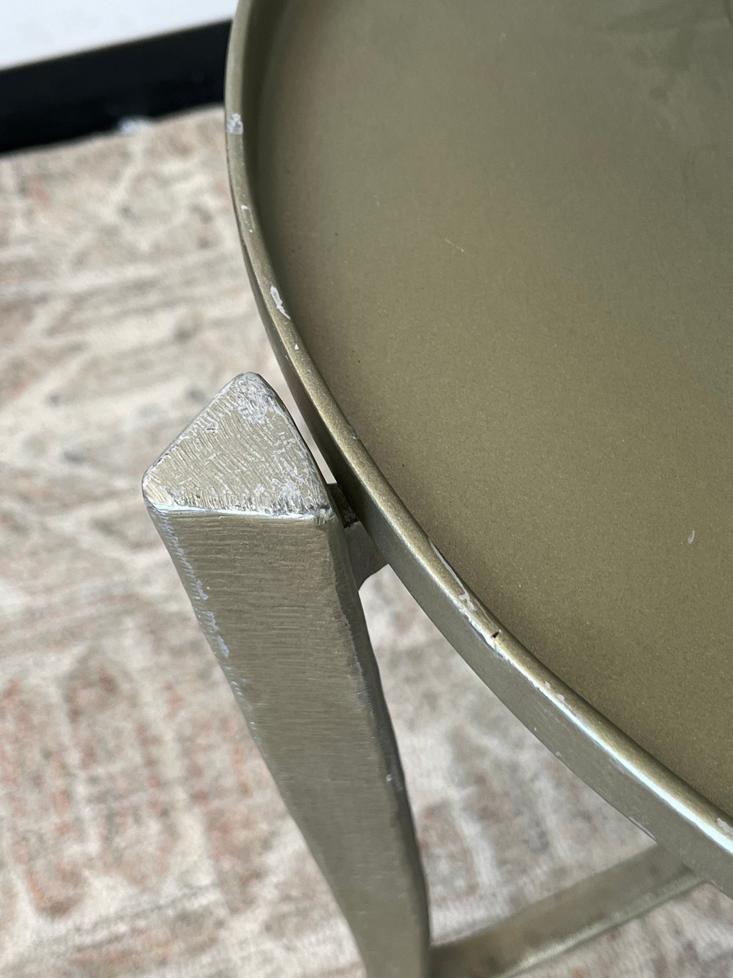 Vintage Style Silver Tone Metal End Table