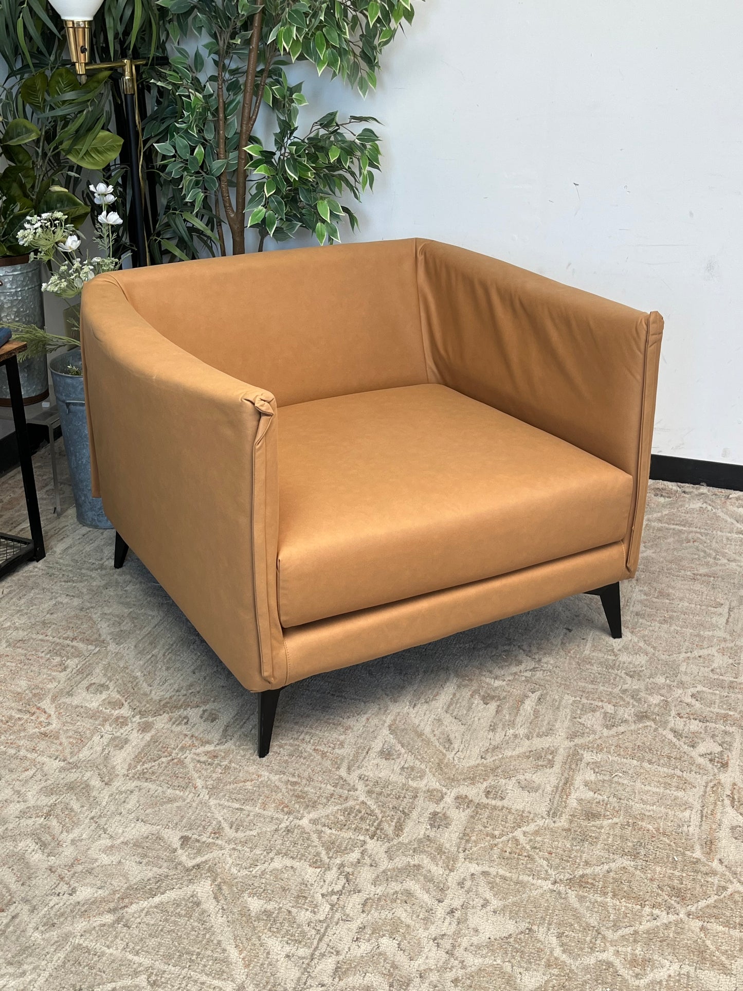 Mid-Century Style Faux Suede Modern Arm Chair