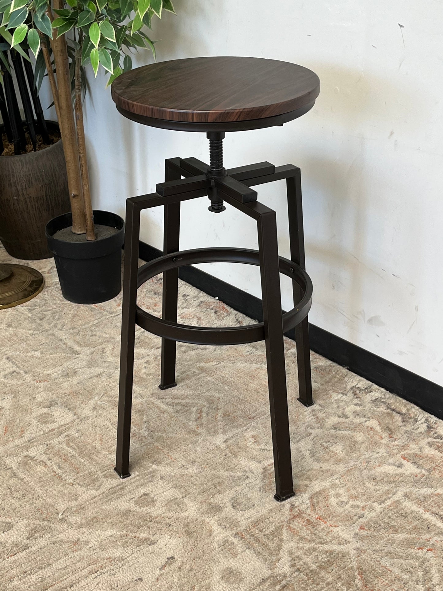 Industrial Style Metal Swivel Stool