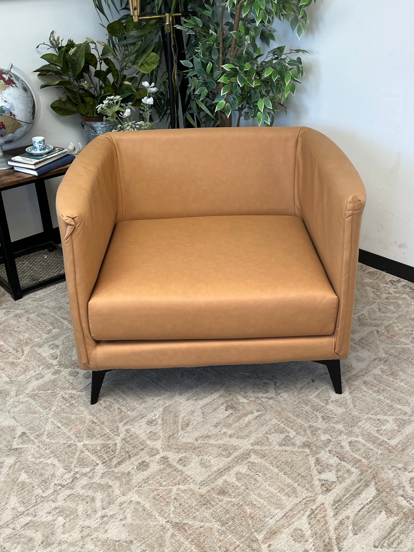 Mid-Century Style Faux Suede Modern Arm Chair