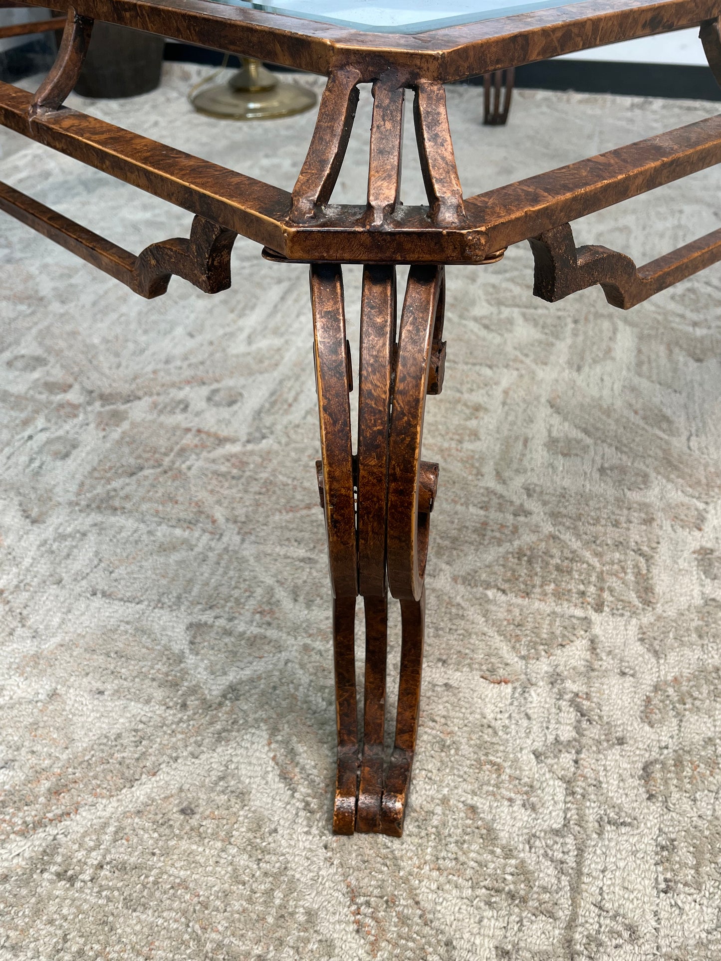 Wrought Iron Style Glass Coffee Table