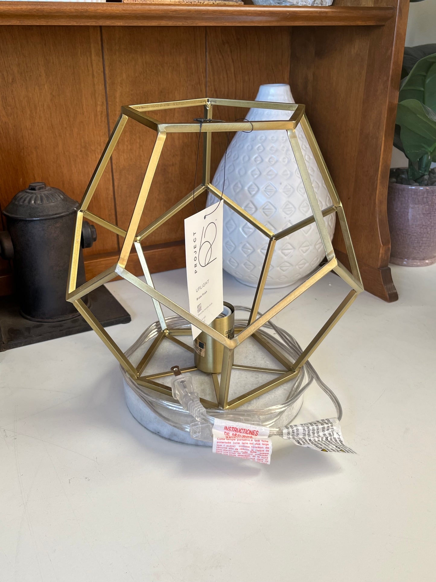 Modern Geometric Brass Marble Accent Lamp