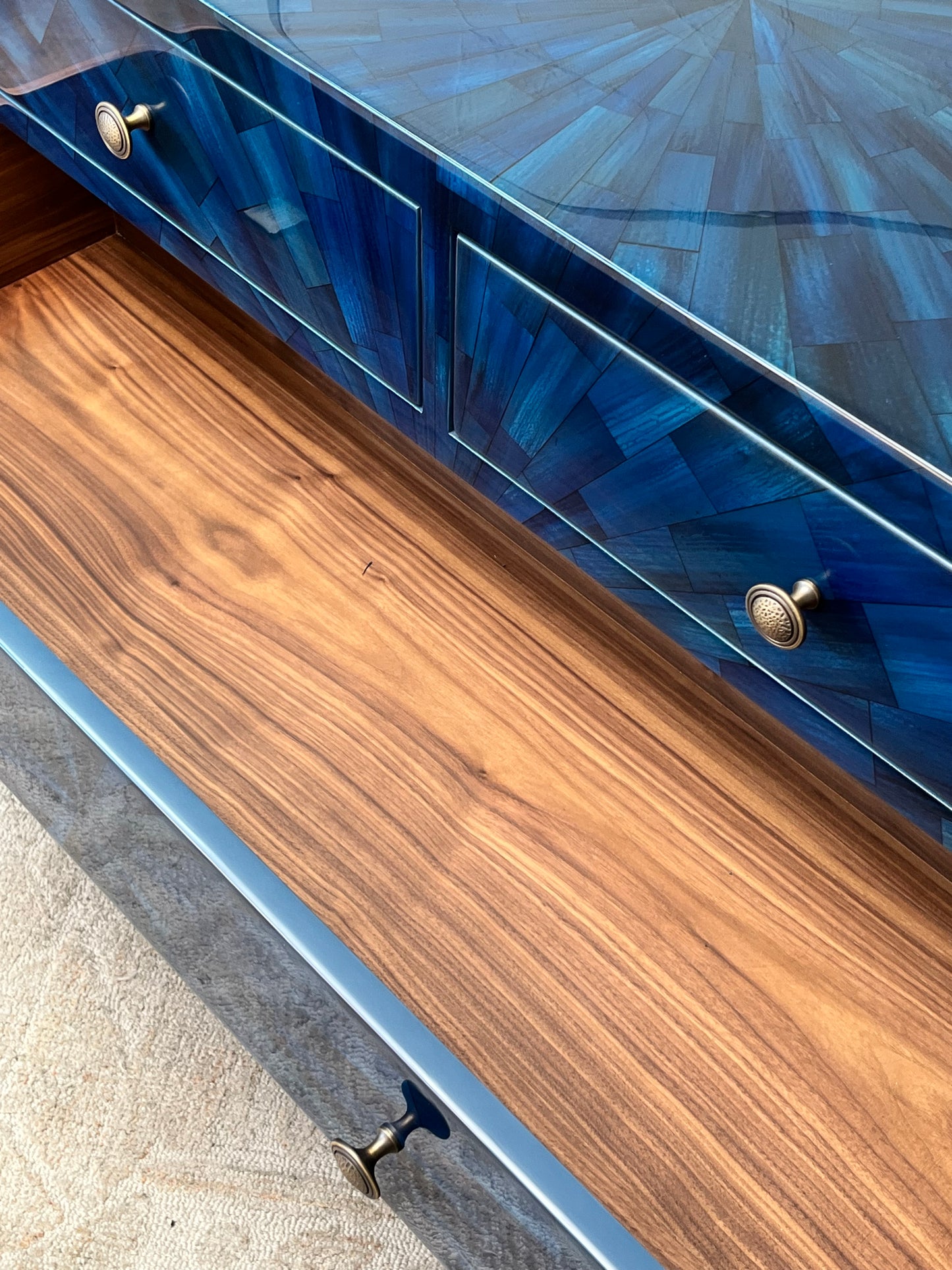 Modern Faux Horn Blue Dresser