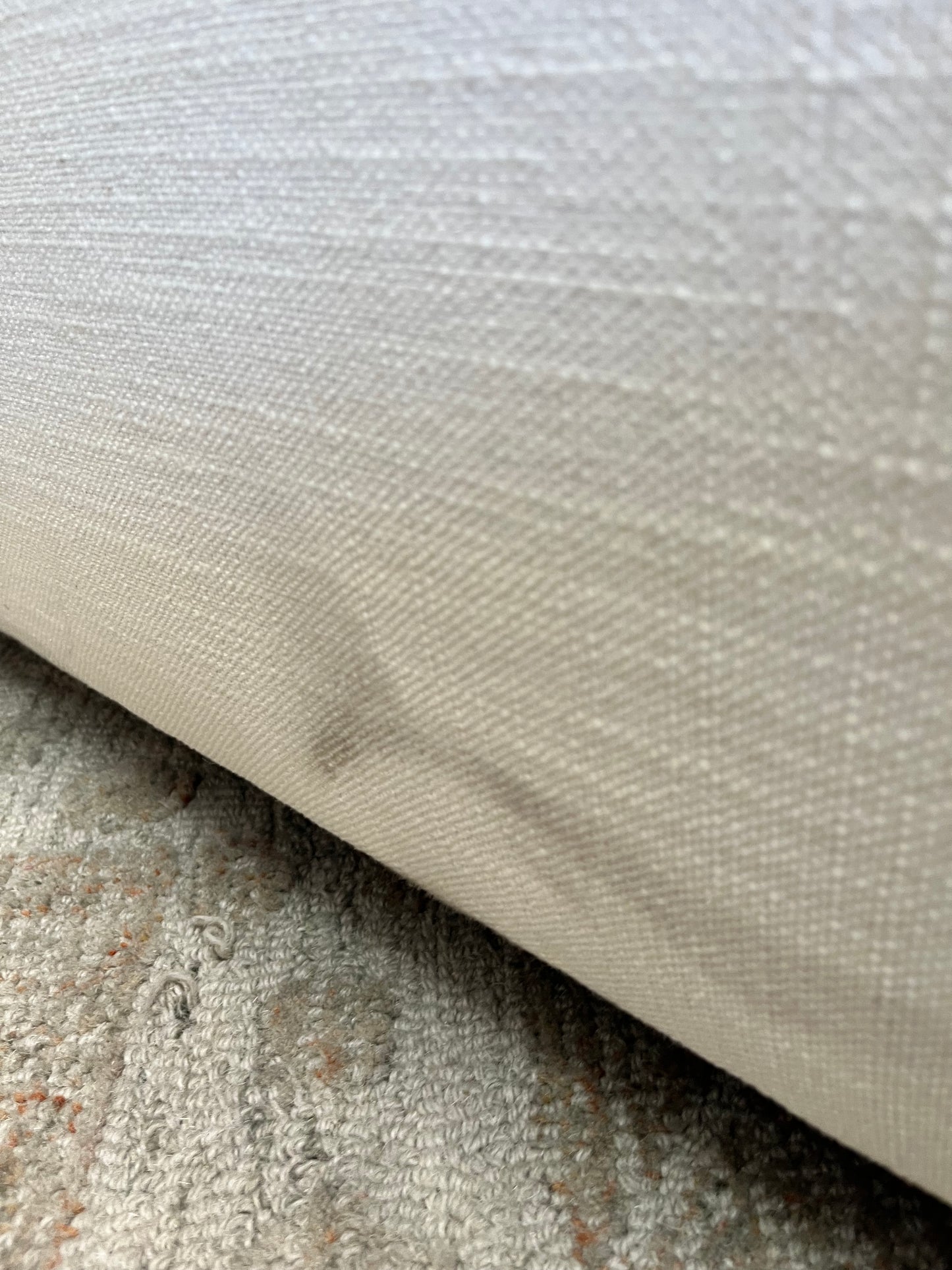 Modern White Linen Ottoman