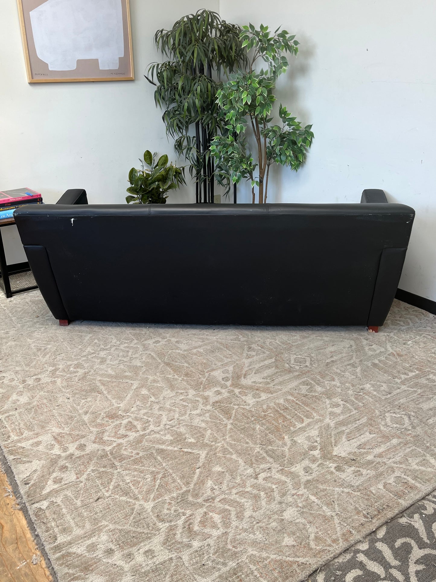 Black Faux Leather Traditional Couch