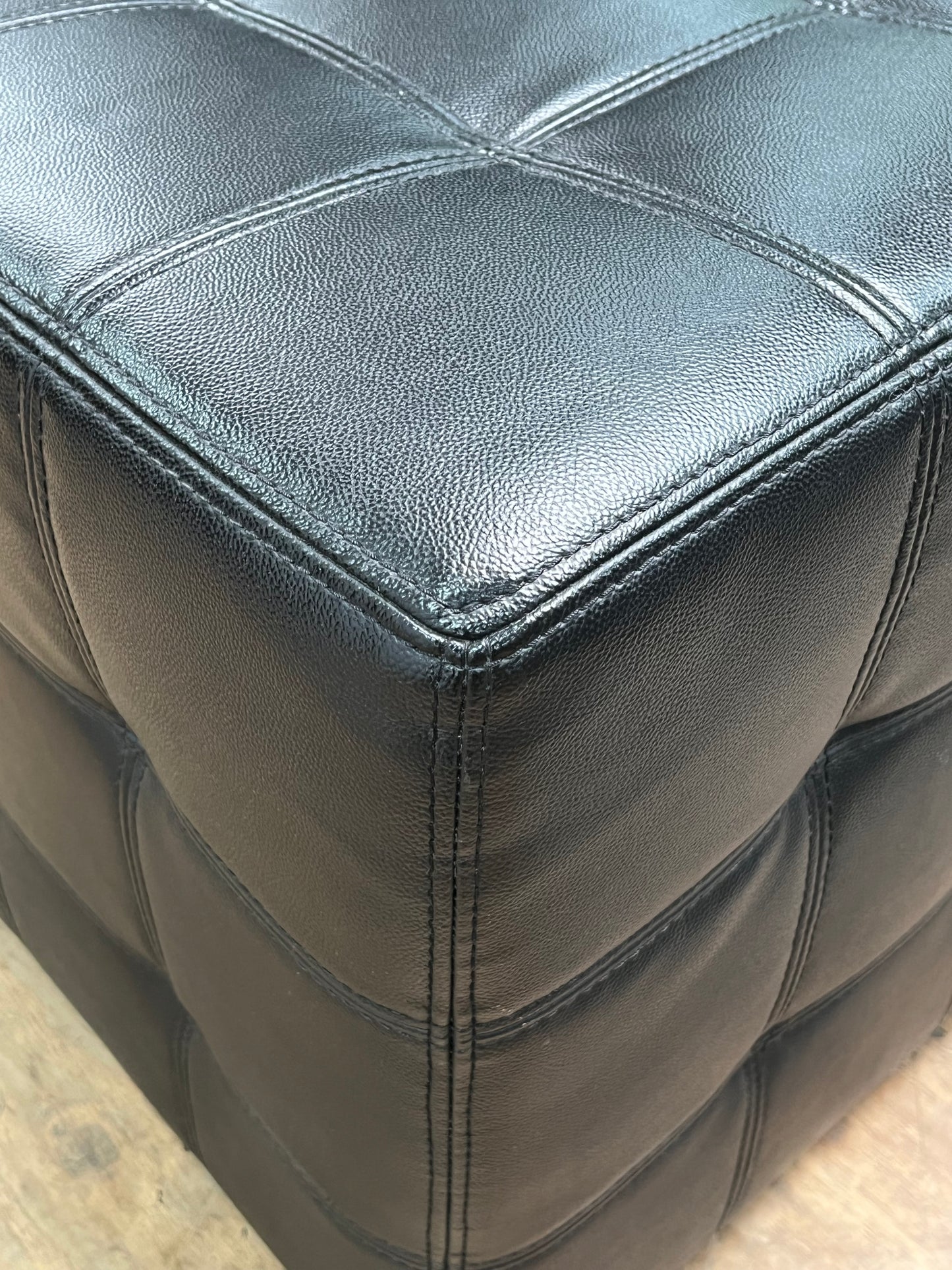Traditional Style Leather Ottoman