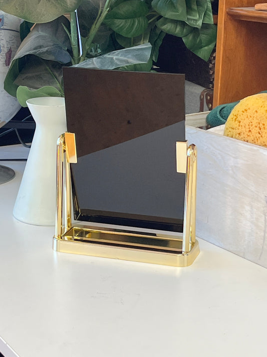 Small Mirror With Gold Stand