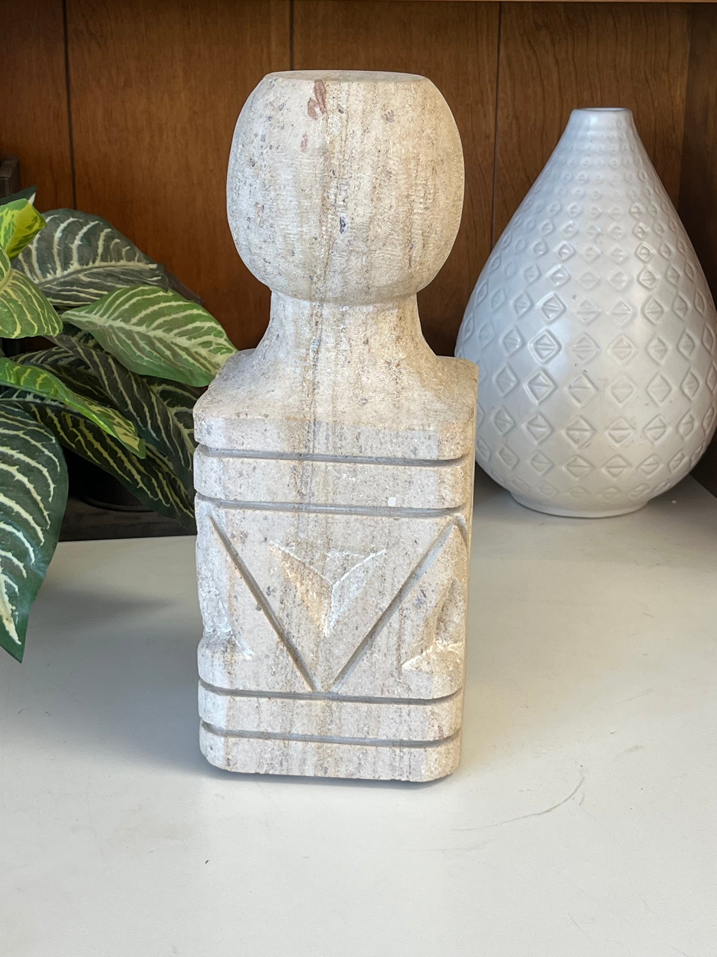 Etched Sandstone Stone 12" Sculpture
