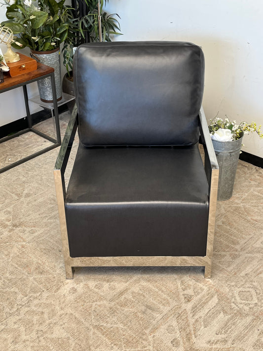 Modern Faux Leather Metal Armchair