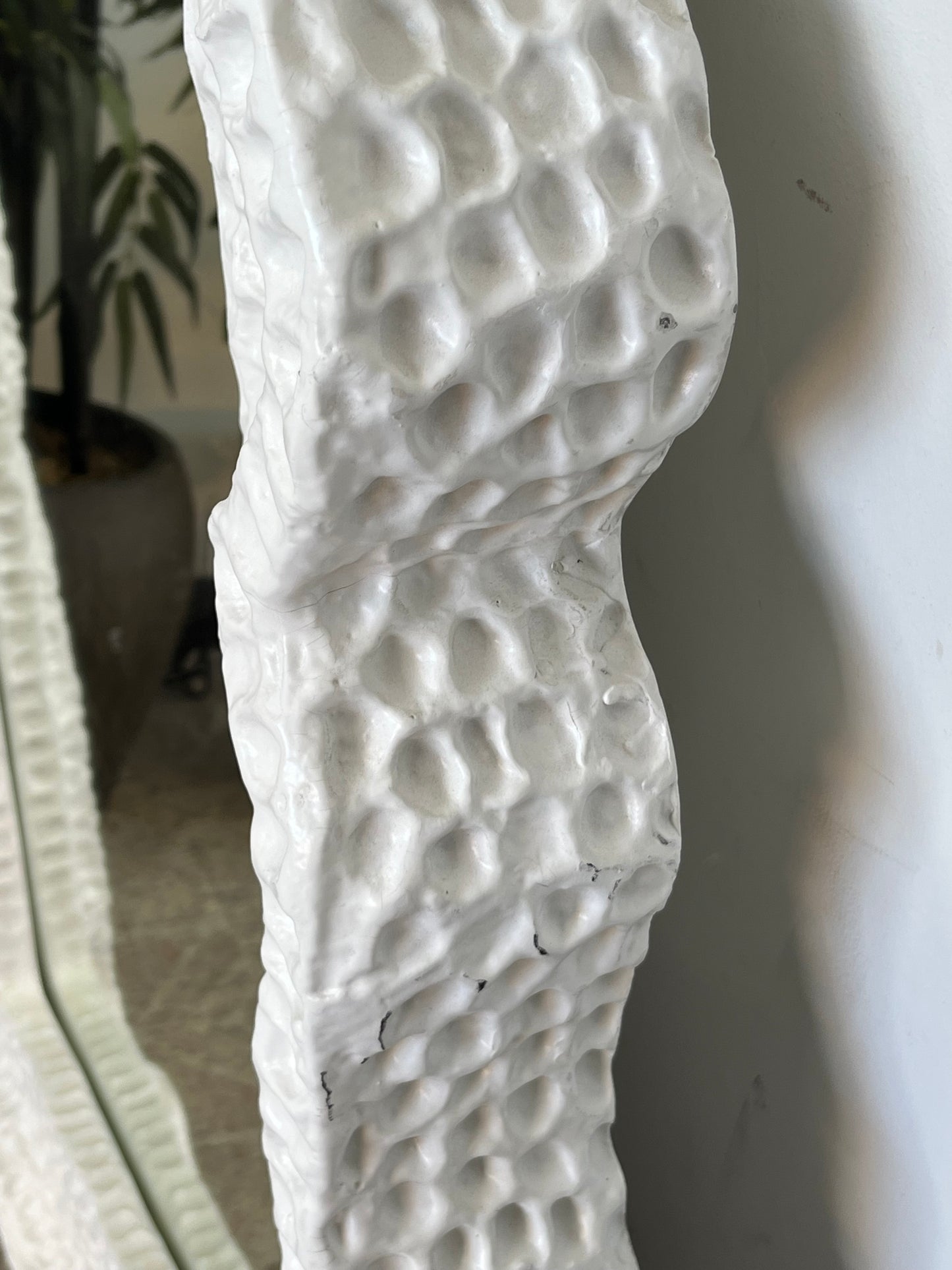 Modern White Plaster Wall Mirror