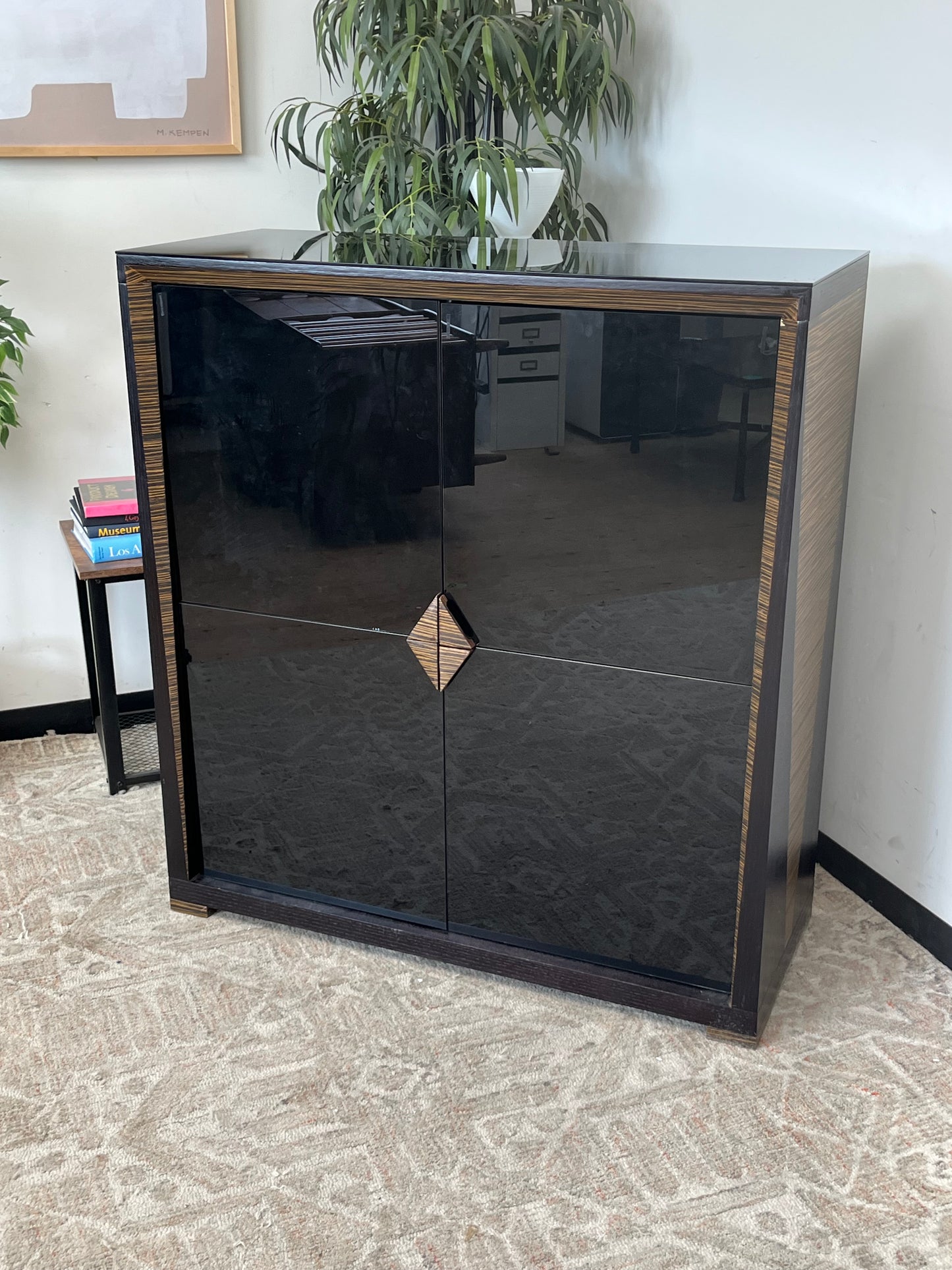 Modern Black Lacquer Chest of Drawers
