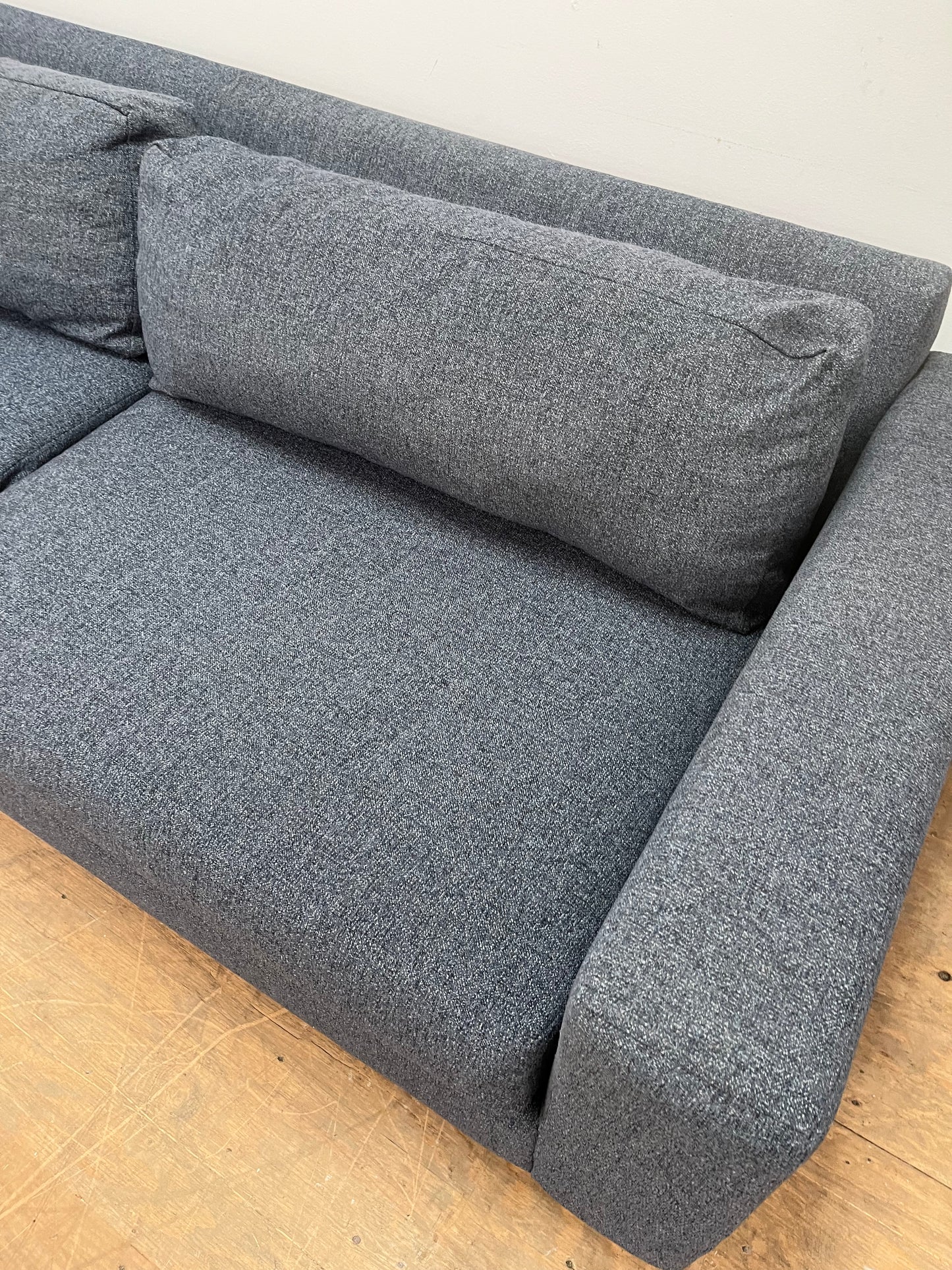 West Elm Dark Blue Linen Couch