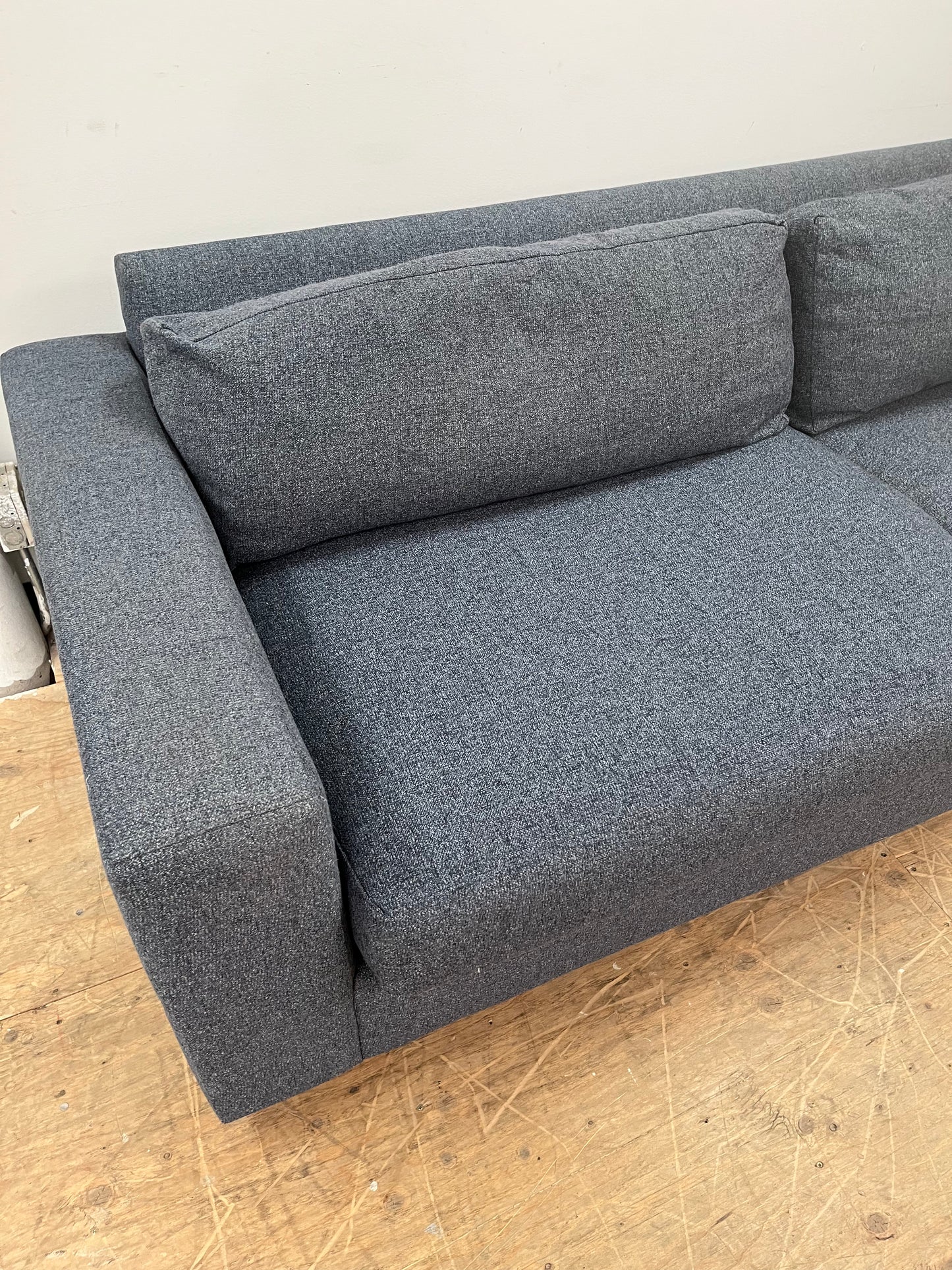 West Elm Dark Blue Linen Couch