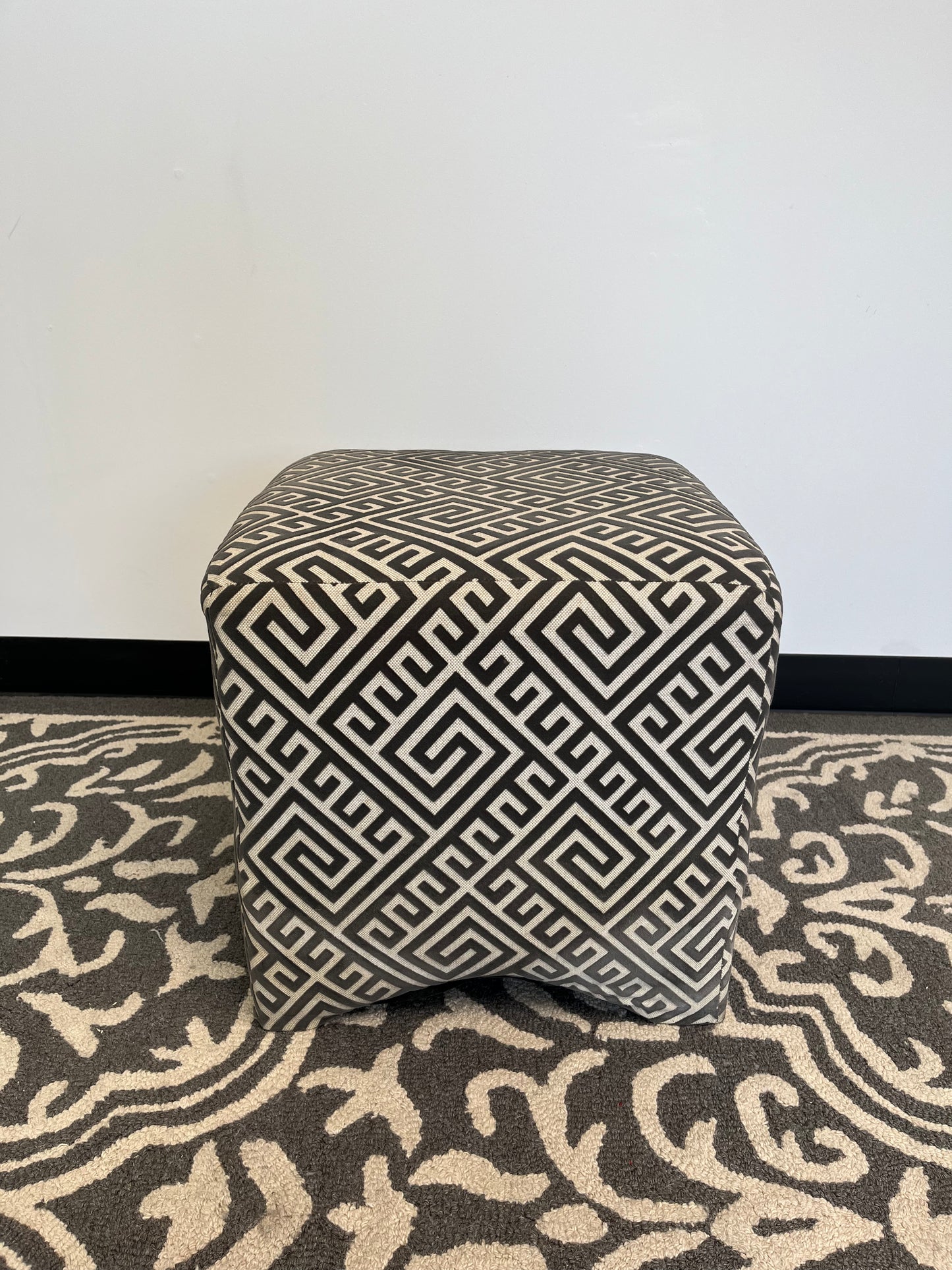 Gray Graphic Ottoman