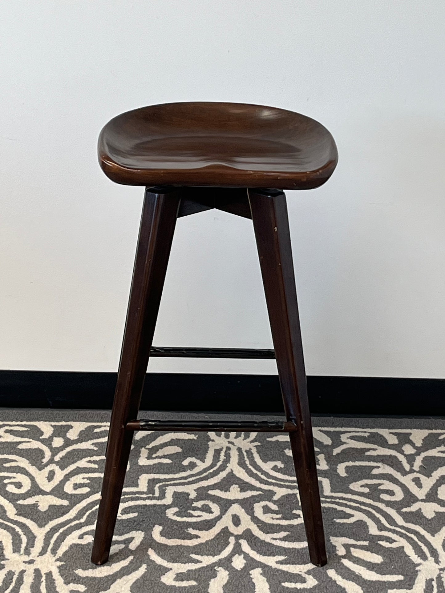 Wooden Frame Swivel Barstool