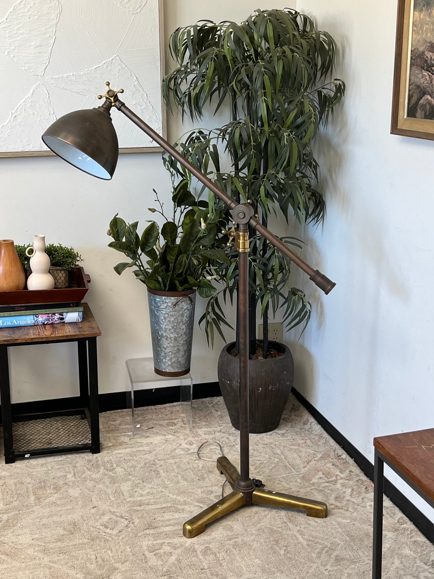 Leviton Mid Century Brass Dome Floor Lamp