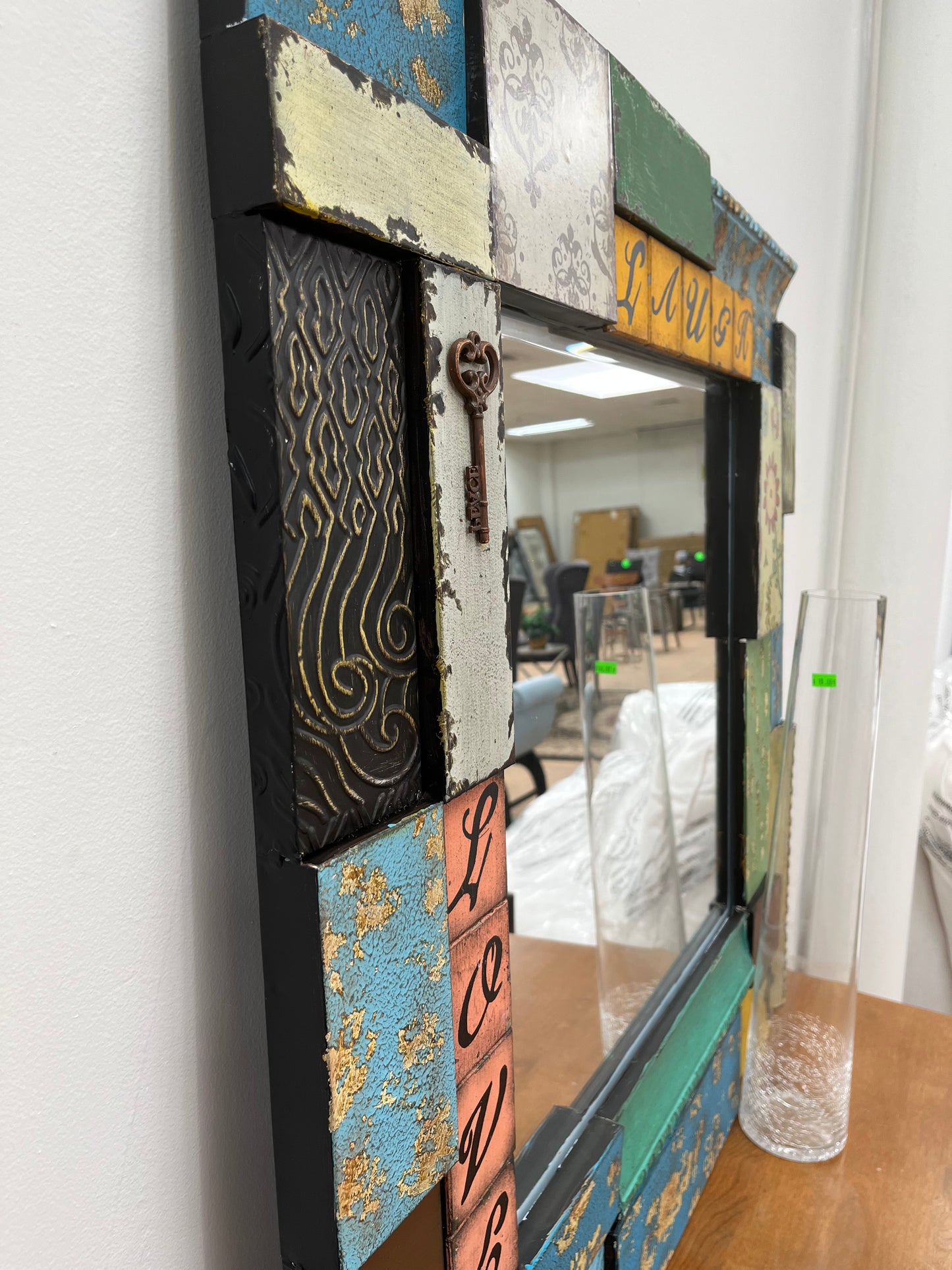 Metal Mosaic Framed Mirror