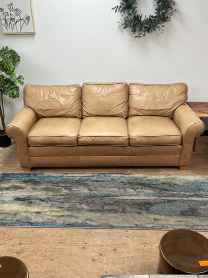 Ethan Allen Tan Leather Couch