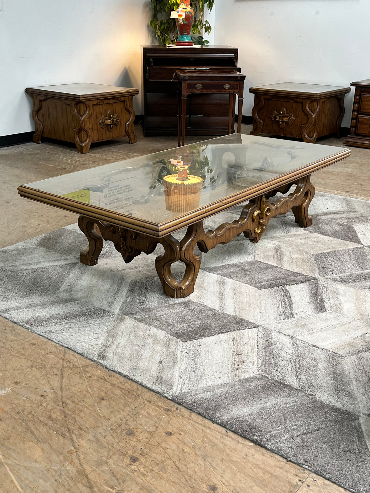 Vintage Wood-Carved Coffee Table