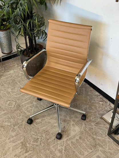 Modern Brown Vinyl Office Chair