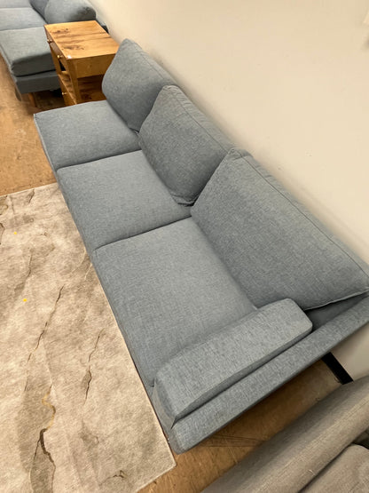 Benchmade Modern Left Arm Blue Linen Couch