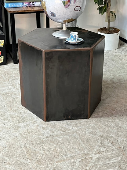 Modern Metal Hexagonal Black End Table