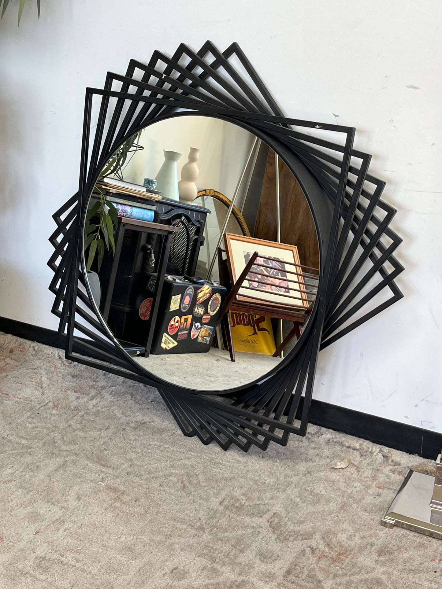 Modern Black Metal Zig-Zag Mirror