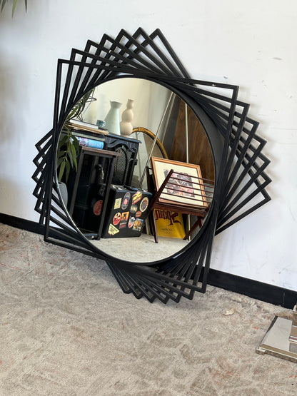 Modern Black Metal Zig-Zag Mirror