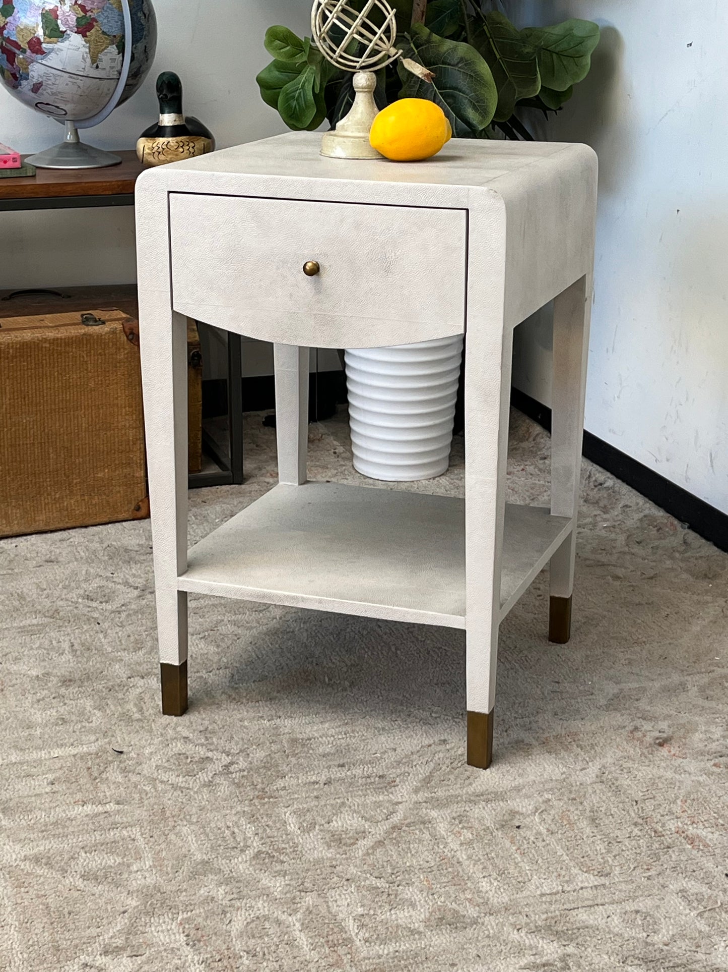 Modern Faux Raffia Nightstand