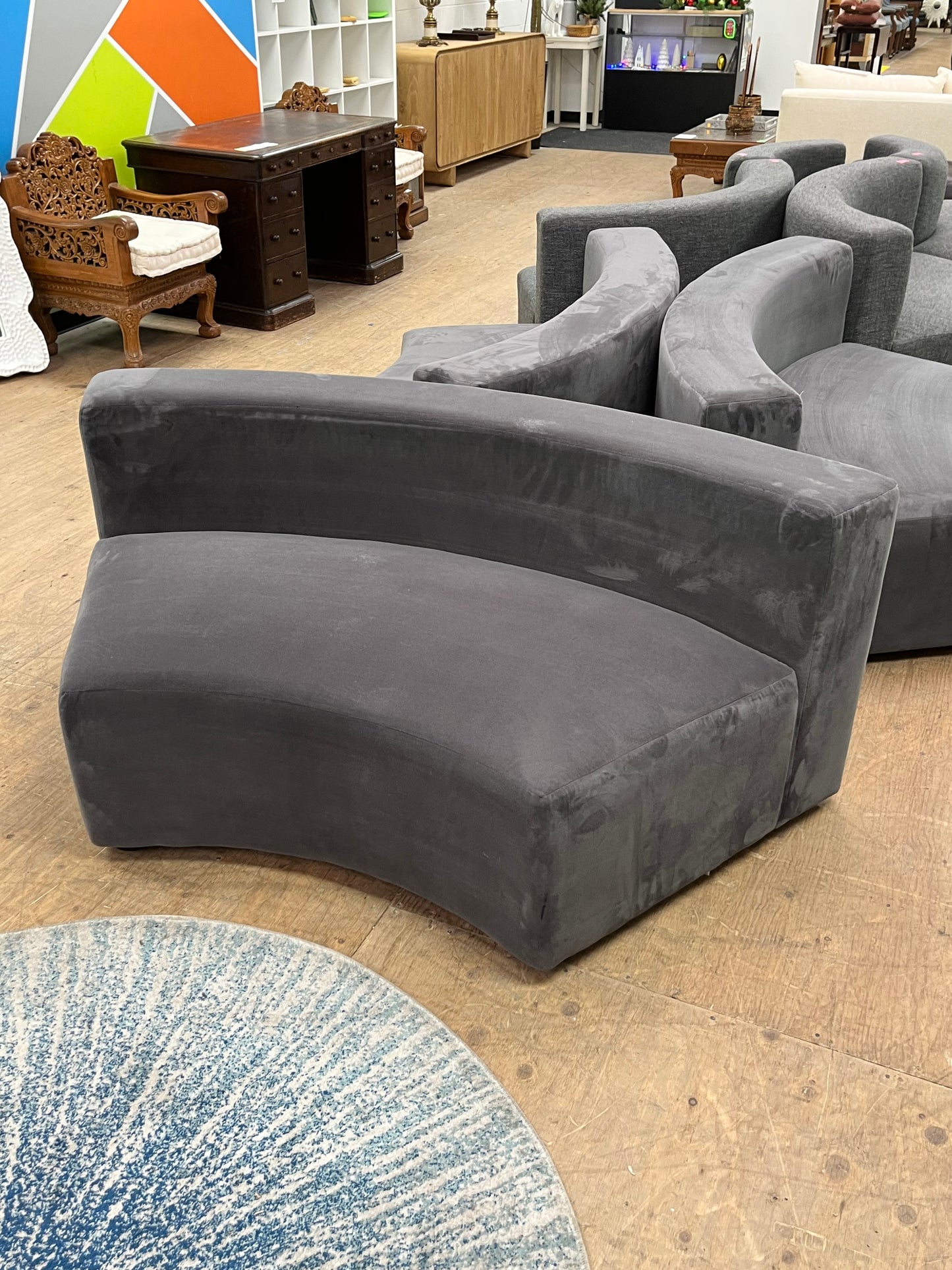 Modular Suede Rounded Sectional Seat
