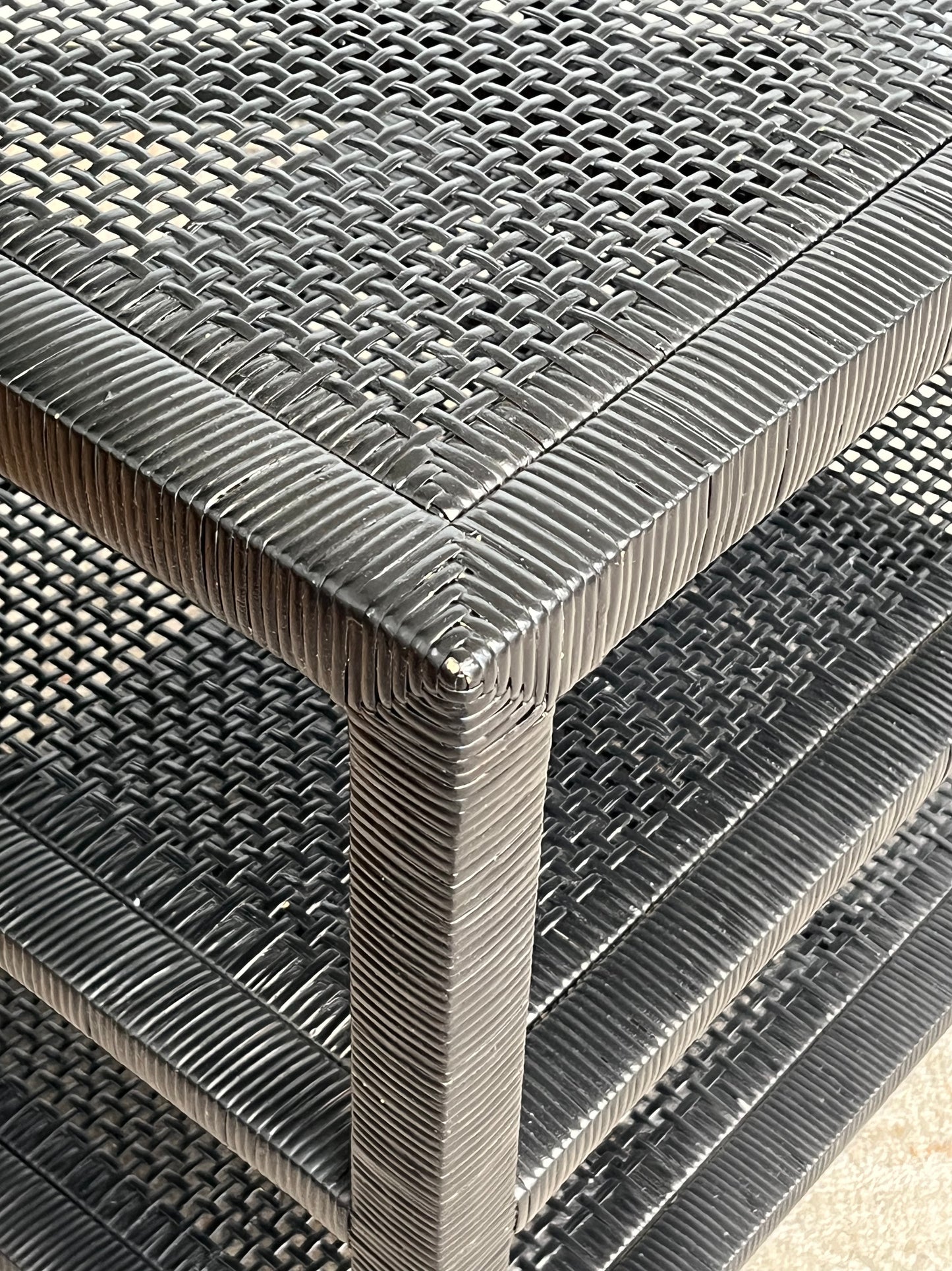 Modern Black Rattan Side Table