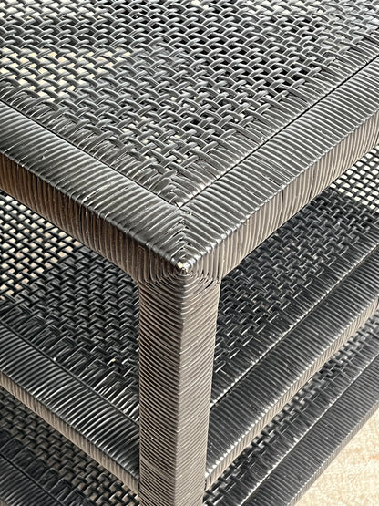 Modern Black Rattan Side Table
