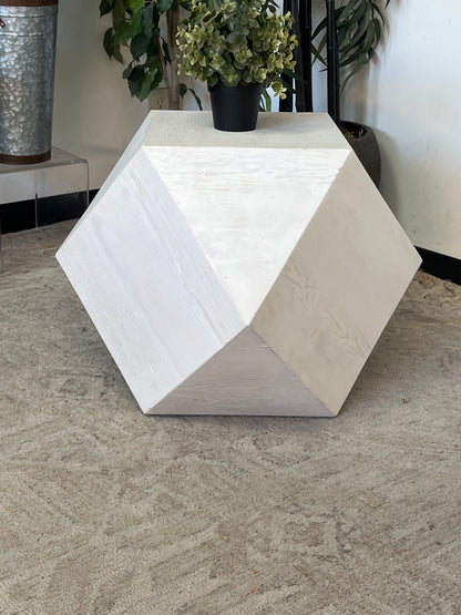 Geometric Cube White Nightsand