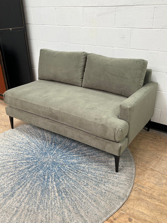 Modern Left-Arm Green Loveseat