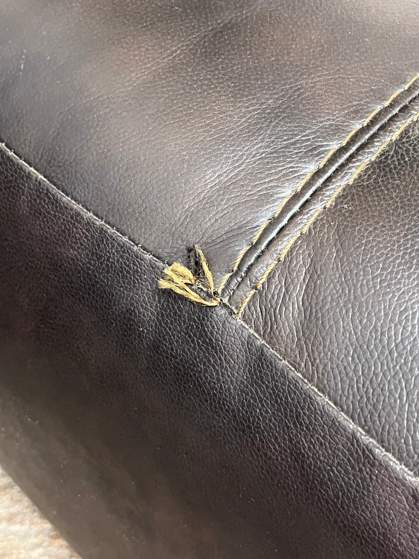 Bonded Leather Brown Ottoman