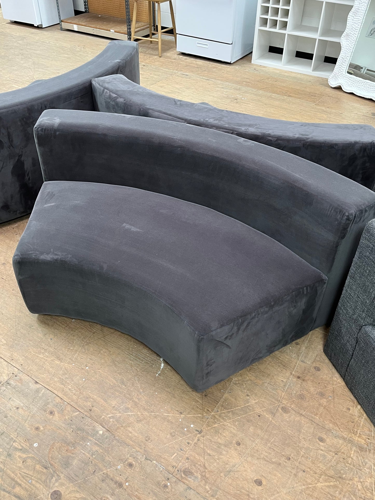 Modular Suede Rounded Sectional Seat