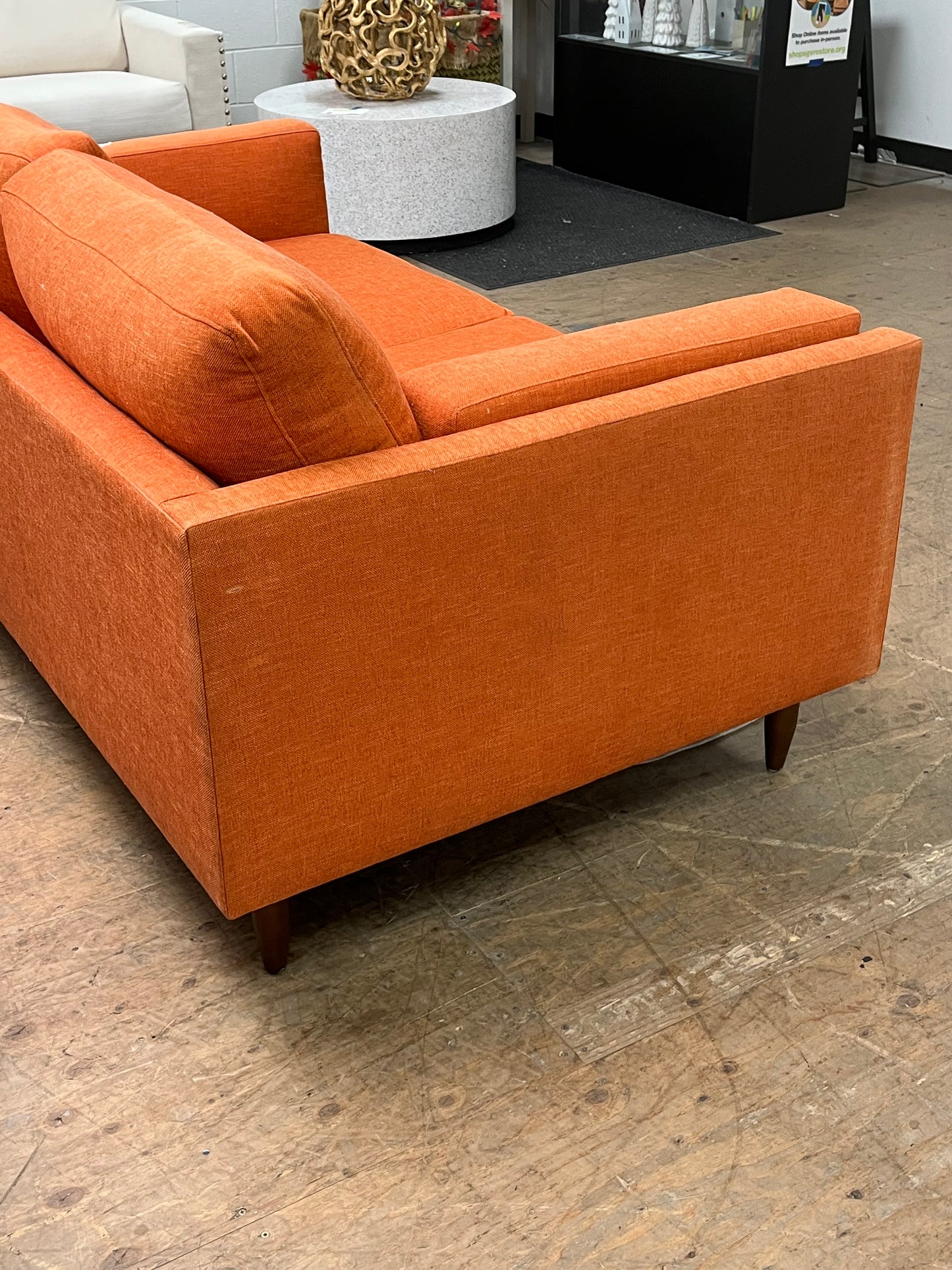 Benchmade Modern Orange Linen Couch