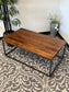 Brown Wooden Coffee Table With Metal Frame